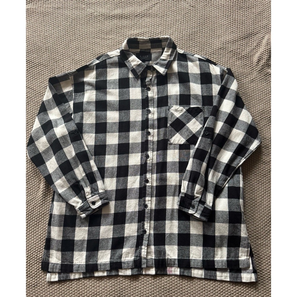 Rails Womens Black Check Long Sleeve Button Blouse Top Flannel Size M